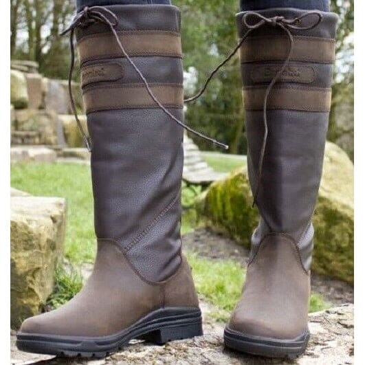 Brogini Longridge Easy Care Country Boots Waterproof Lined Yard Walking Brown