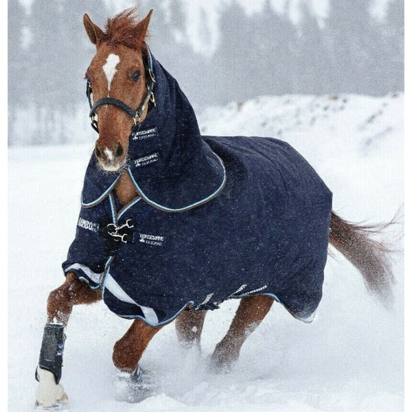 Horseware Rambo Duo Turnout Combo Liner System All in One Rug Hood Navy 5'6'-7'3