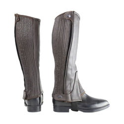 Hy Equestrian Leather Half Chaps With Durable Elasticated Calf Brown XS - L
