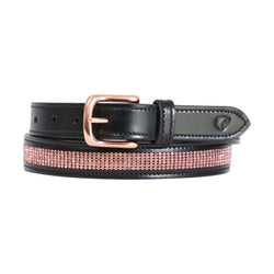 Hy Equestrian Rosciano Rose Gold Belt with Rose Gold Diamante Detail Black/Brown
