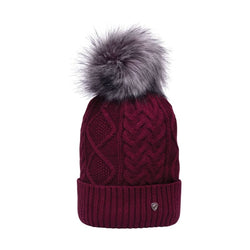 Hy Equestrian Vanoise Knitted Bobble Hat With Detachable Faux Fur PomPom