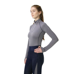Hy Sport Active Base Layer 4 Way Stretch Long Sleeve 3/4 Zip Sports Riding Top