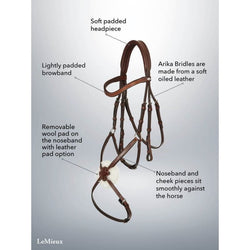 LeMieux Arika Grackle Bridle Mexican Soft Padded Anatomical Comfort Black/Havana