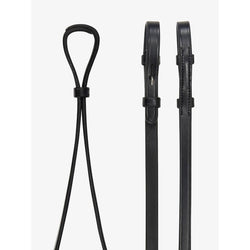 LeMieux Curb Rein Dressage Weymouth Sewn End Narrow Thin Reins Black/Brown