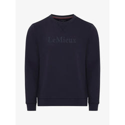 LeMieux Mens Elite Sweater Crew Neck Jumper Classic Cotton Top Navy/Black/Spruce