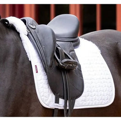 LeMieux Merino+ Half Lined Suede Dressage Square Wool Saddlecloth Black/White