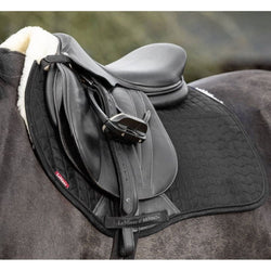 LeMieux Merino+ Half Lined Suede EuroJump Square Wool Saddlepad Black/White M/L