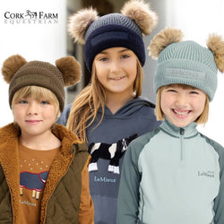 LeMieux Mini Clara Beanie Kids Soft Warm Snuggly Micro Fleece Winter Pom Hat