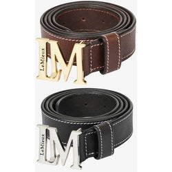 LeMieux Monogram Leather Belt Unisex Contrast Stitching Show Black Small SALE