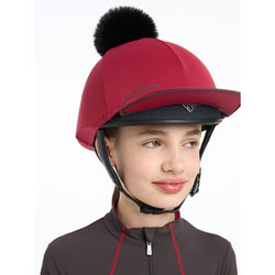 LeMieux Pippa Hat Silk Pom Pom Contrast Lycra XC Skull Cap Cover Winter 2024