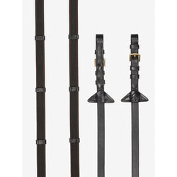 LeMieux Rubber Grip Continental Reins Light Feel Non-Stretch No Slip Black/Brown