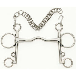 Lorina Low Port Pelham Showing Bit With Curb Chain Allows Tongue Space 4.5' - 6'