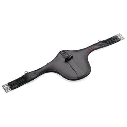 Selleria Equipe Shaped Long Leather Hook/Loop Stud Girth GH09 Black/Brown 95-150