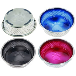 WeatherBeeta Non-Slip Stainless Steel Shade Dog Bowl Pink/Black/Blue 13-23cm