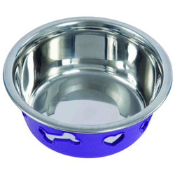 WeatherBeeta Non-Slip Stainless Steel Silicone Bone Dog Bowl With Rubber Base