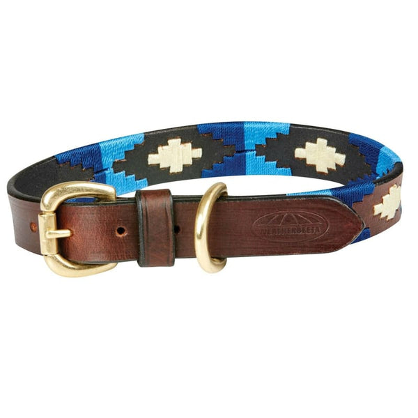 WeatherBeeta Polo Leather Dog Collar Tanned Leather and Stylish Stitched Pattern