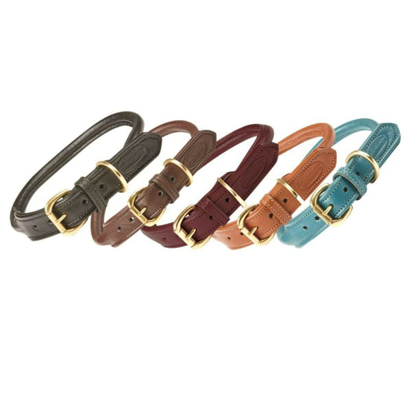 WeatherBeeta Rolled Leather Dog Collar Soft Supple and Strong With Brass Fittings