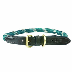WeatherBeeta Rope Leather Dog Collar Burgundy/Hunter Green/Navy/Brown S/M/L/XL