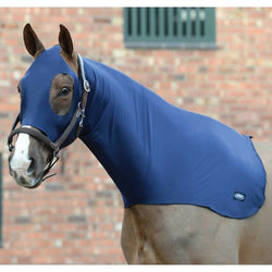 WeatherBeeta Stretch Hood Anti Rub Lycra Hood With Face Cover Keeps Horses Clean Navy Full SALE