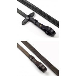 Whitaker Lynton 5/8" Rubber Reins Genuine Leather with Dimpled Grip Black Pony SALE