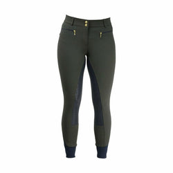 HyFASHION Ladies Edinburgh Full Silicone Seat Breeches Olive 26" SALE
