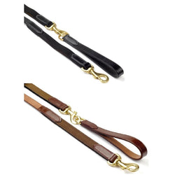 Whitaker Leather/Elastic insert Draw Reins Brass Hardware Black/Brown Full Size