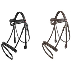 Whitaker Lynton Flash Bridle Diamante and Plain Browband Pony/Cob/Full Black/Brown